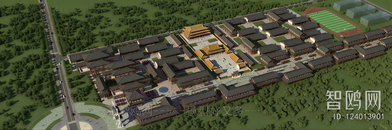 New Chinese Style Architectural Bird's-eye View Planning