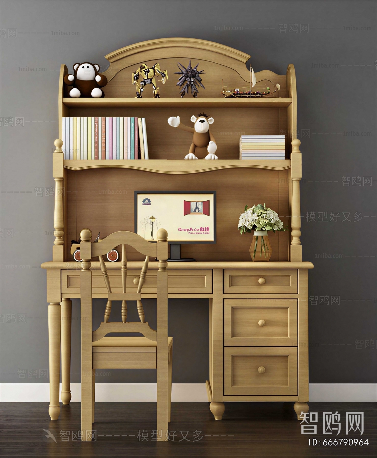 French Style Computer Desk And Chair