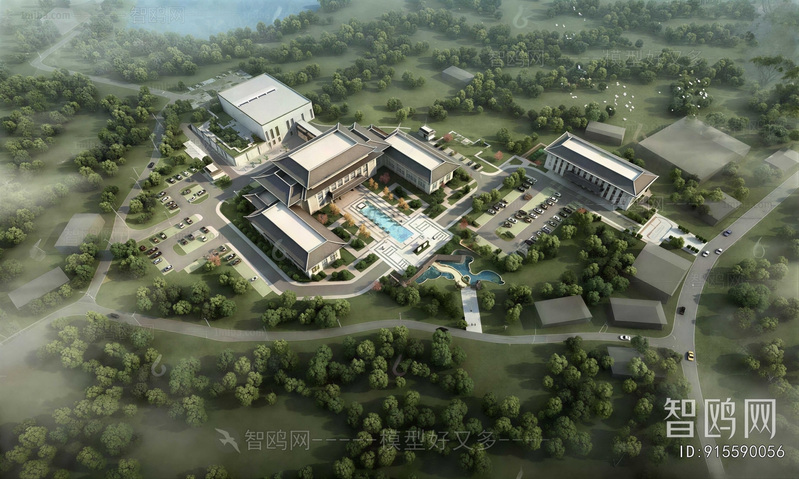 Modern Architectural Bird's-eye View Planning