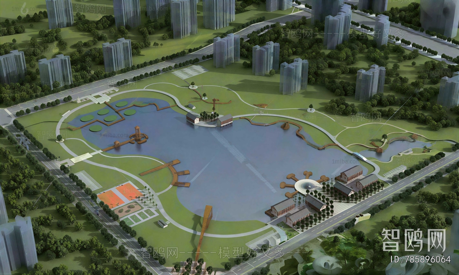 New Chinese Style Architectural Bird's-eye View Planning