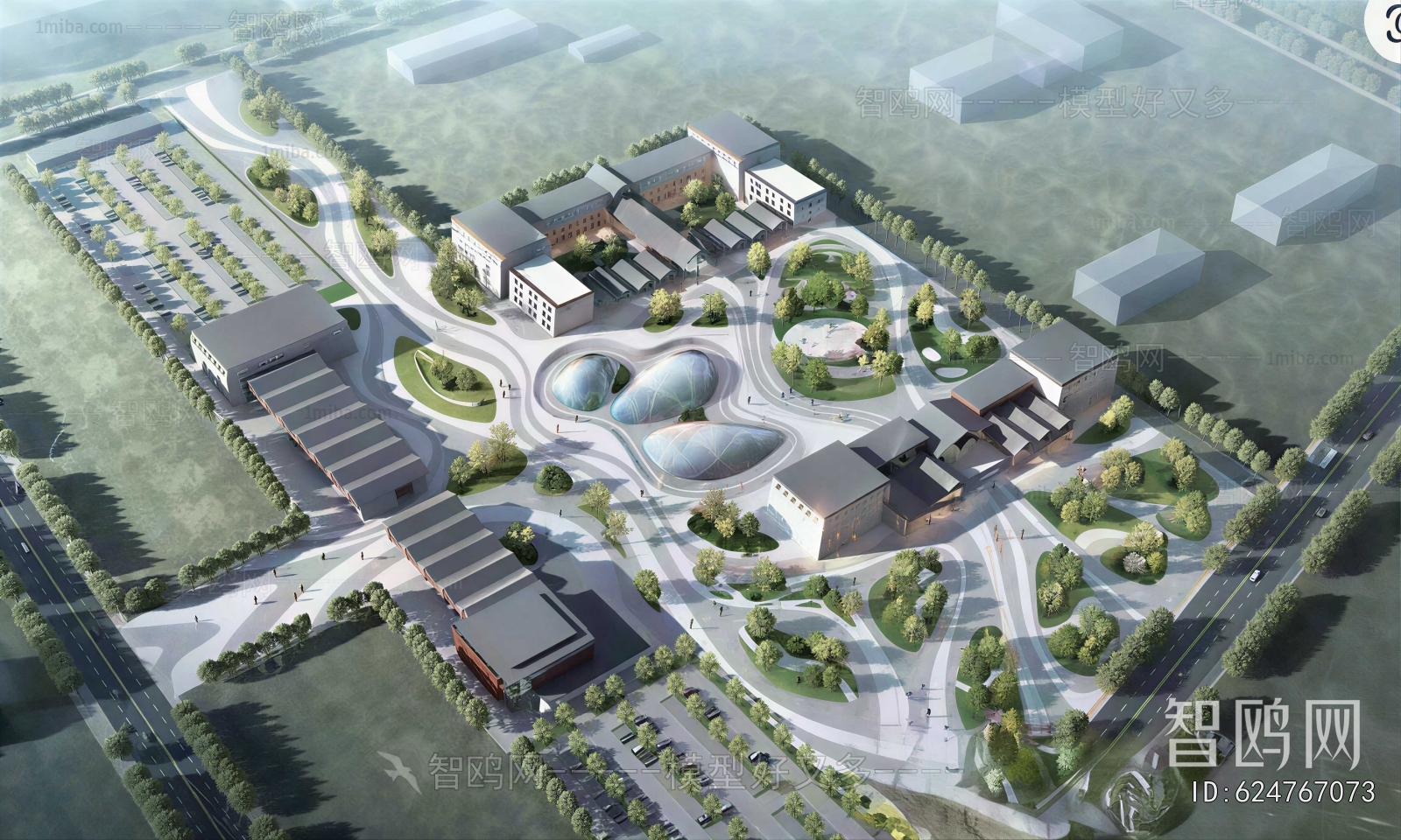 Modern Architectural Bird's-eye View Planning