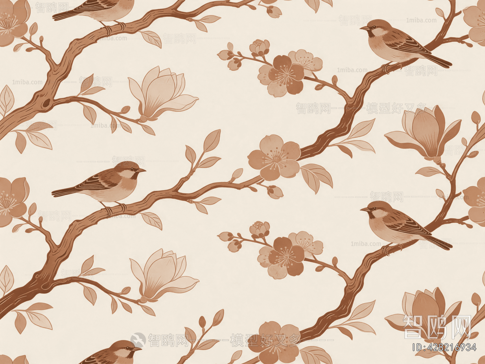 Animal And Plant Pattern Wallpaper