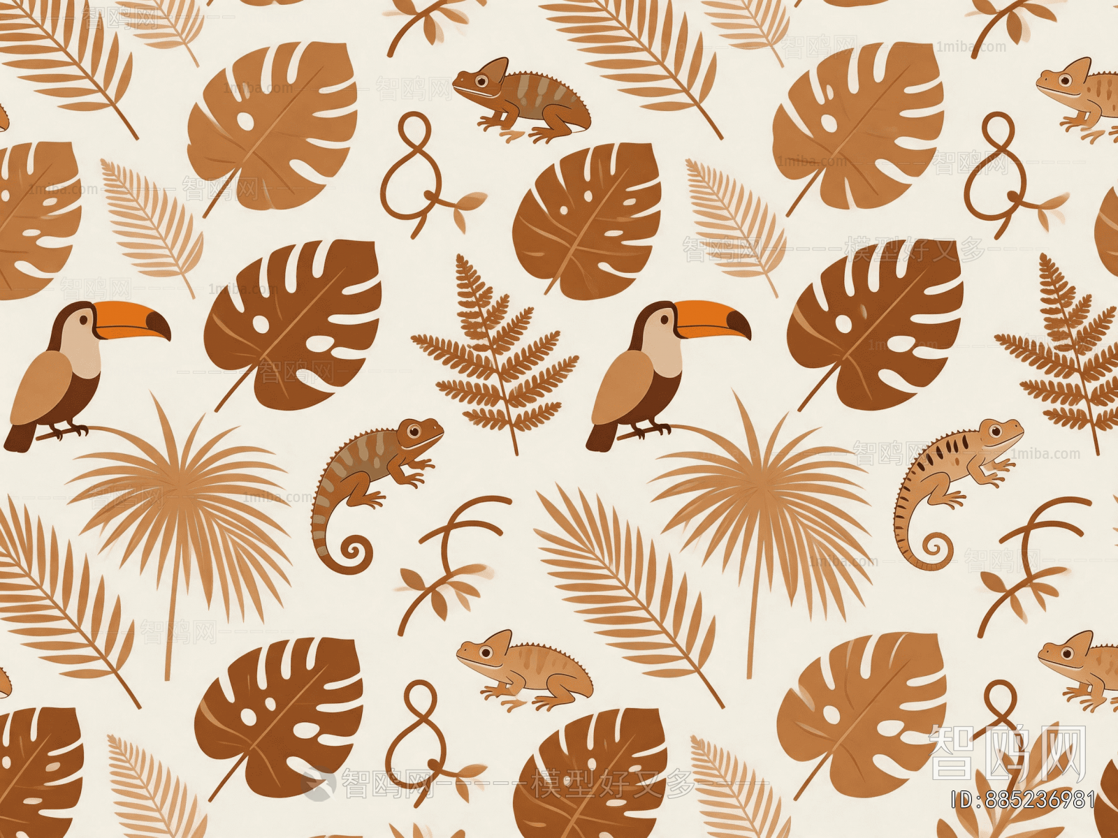 Animal And Plant Pattern Wallpaper