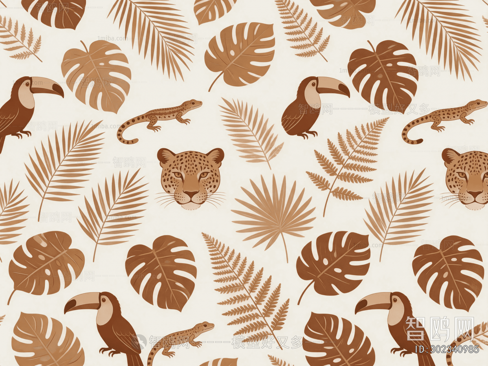 Animal And Plant Pattern Wallpaper