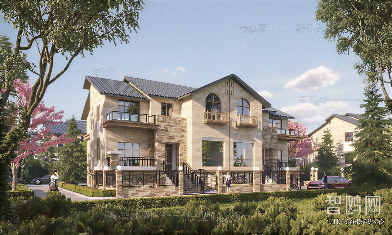 Simple European Style Double Townhouse