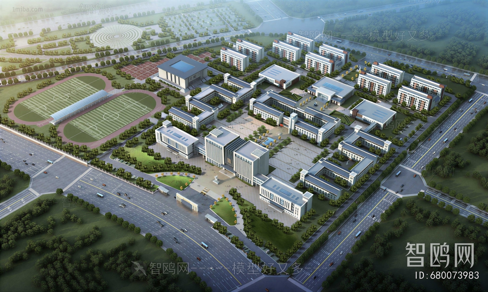 Modern Architectural Bird's-eye View Planning