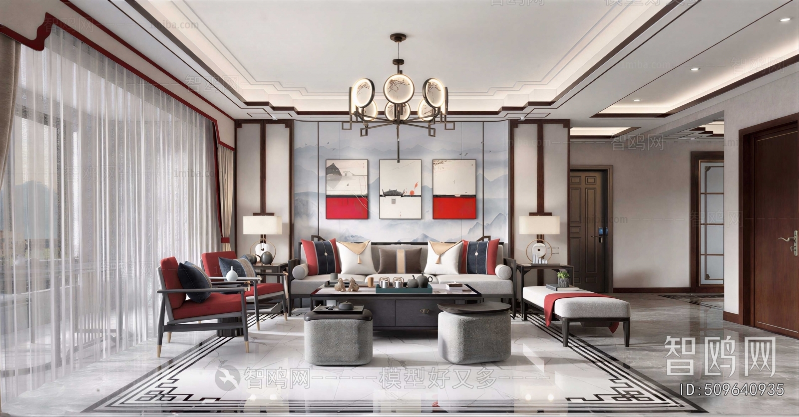 New Chinese Style A Living Room