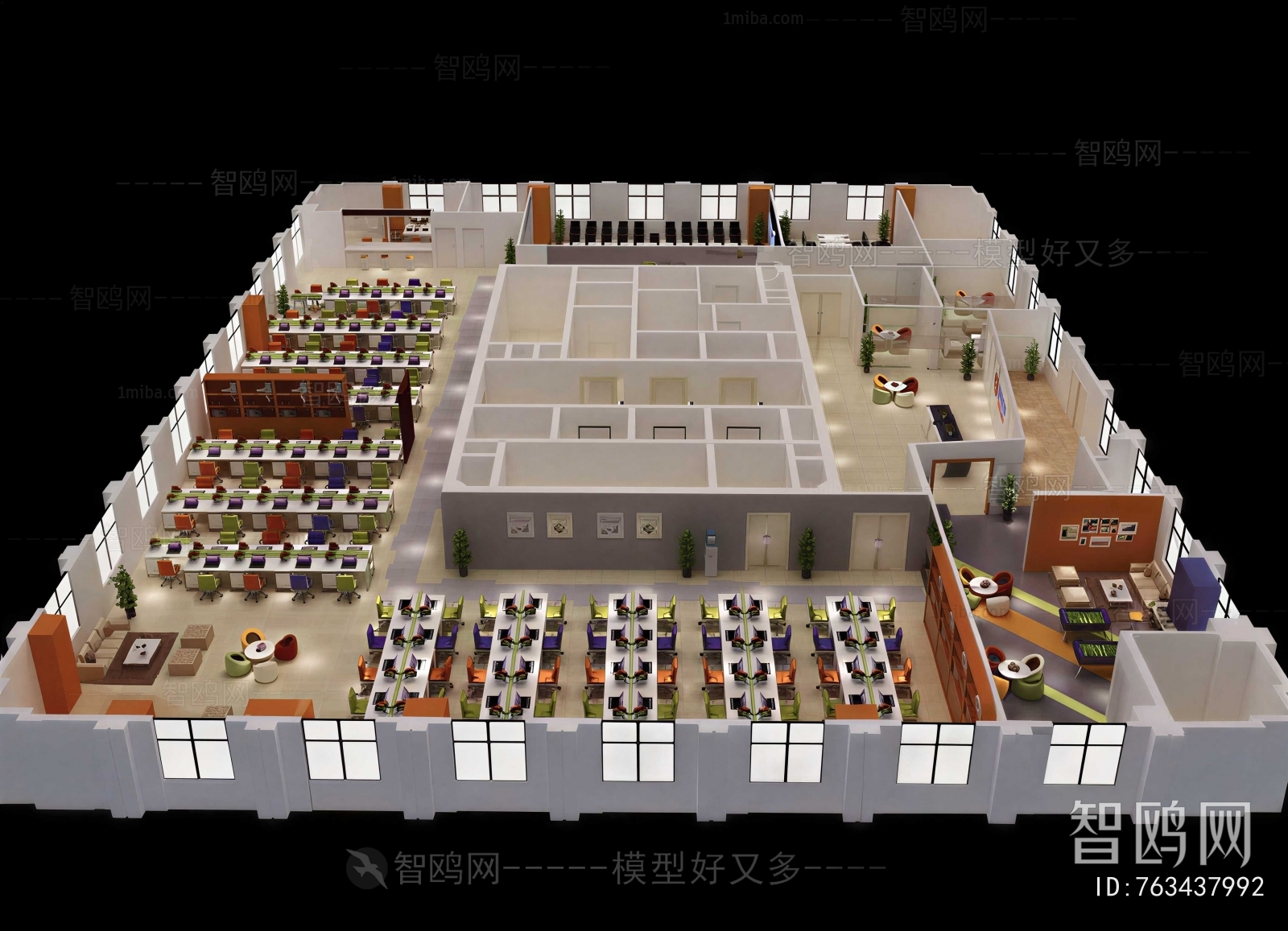 Modern Bird 's-eye View Of Office