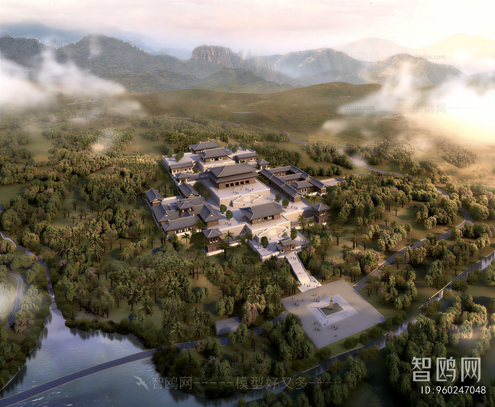 New Chinese Style Architectural Bird's-eye View Planning