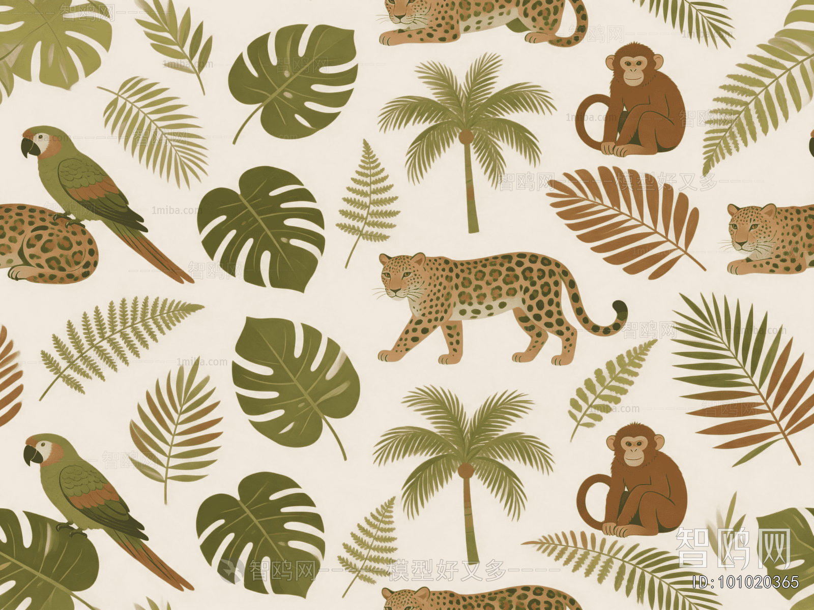 Animal And Plant Pattern Wallpaper
