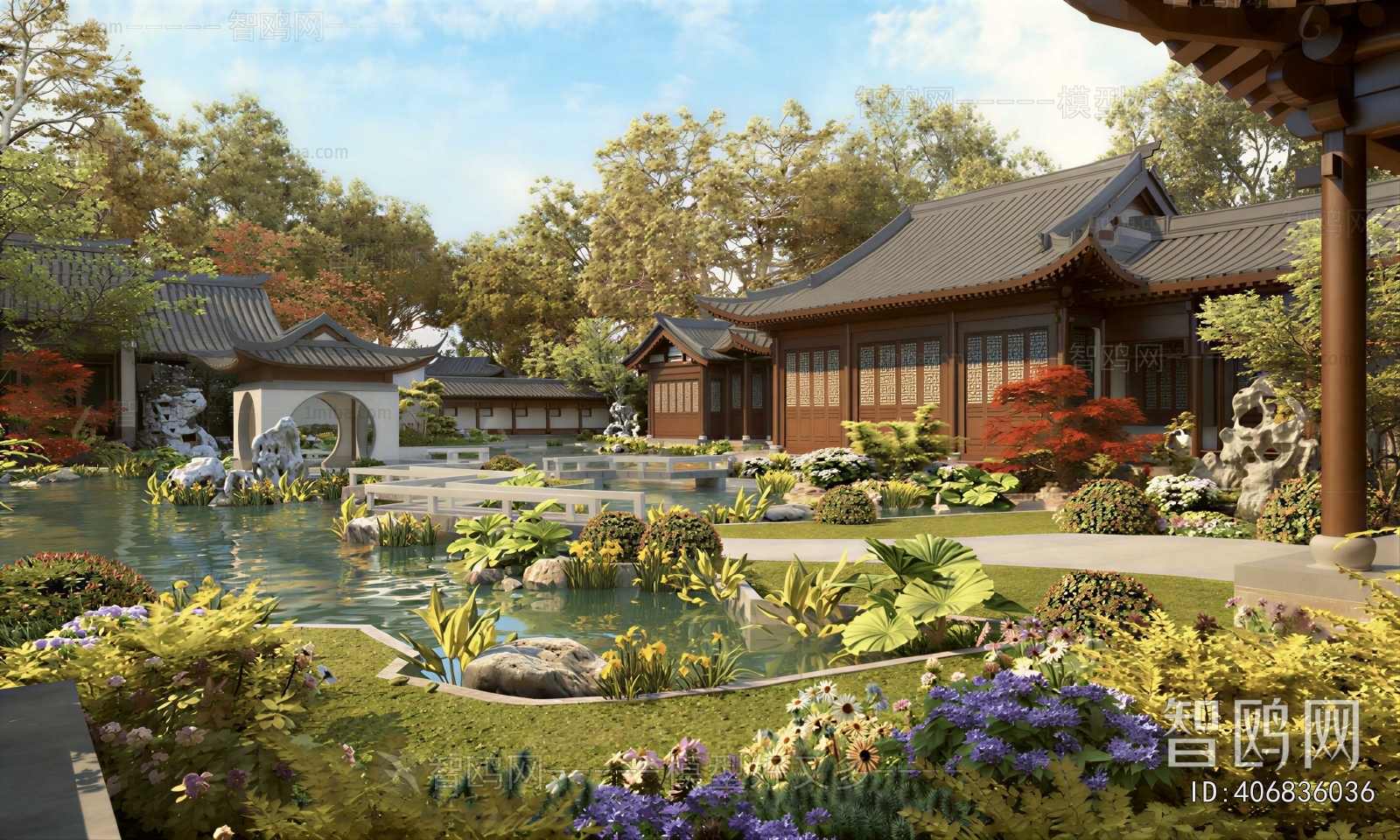 New Chinese Style Chinese Style Courtyard/landscape