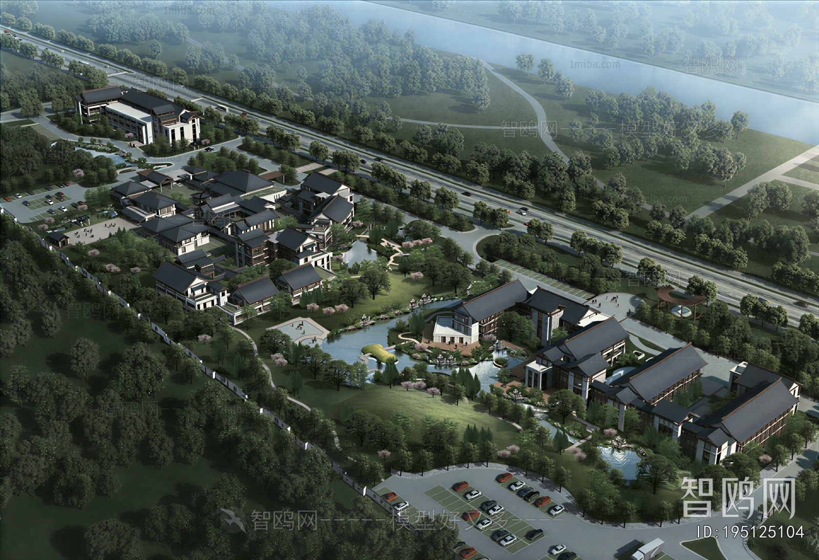 New Chinese Style Architectural Bird's-eye View Planning
