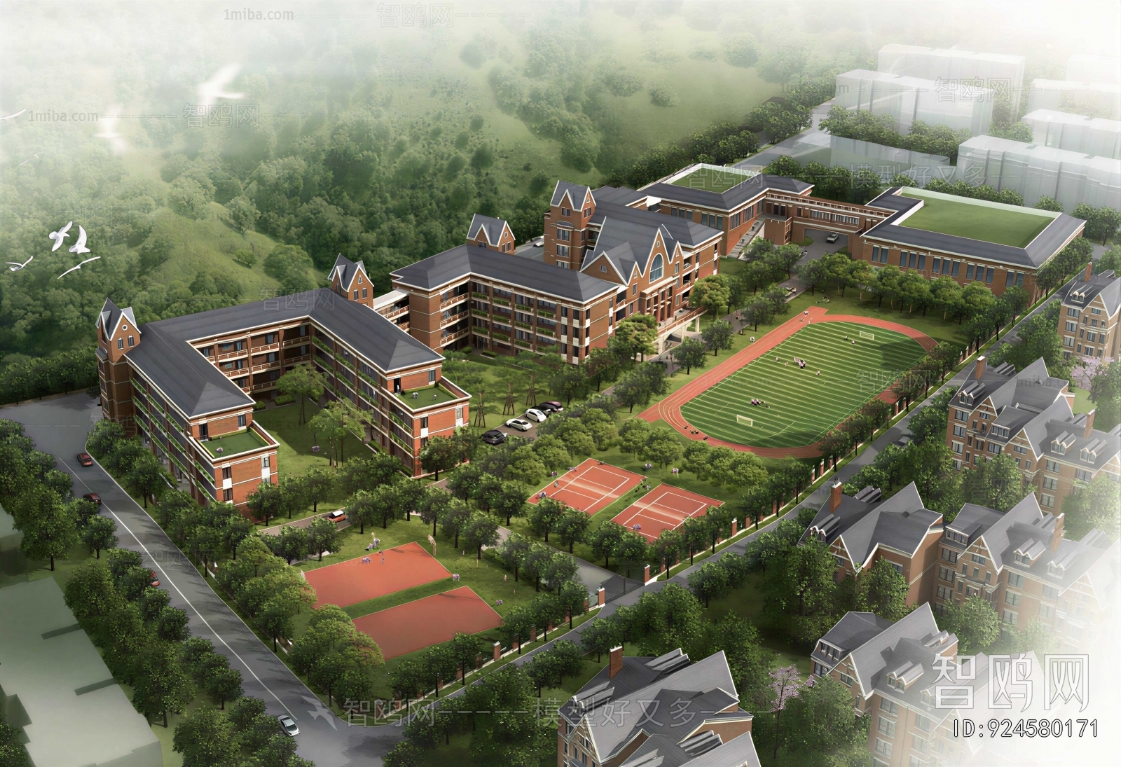 Modern Architectural Bird's-eye View Planning