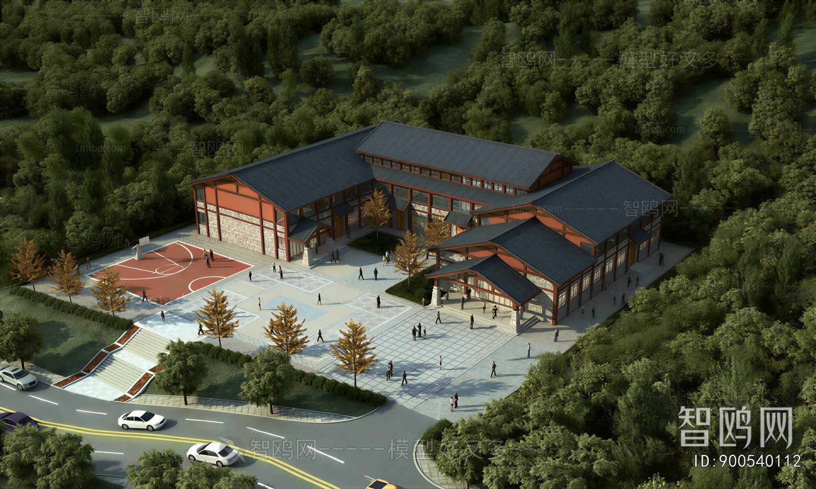 New Chinese Style Architectural Bird's-eye View Planning