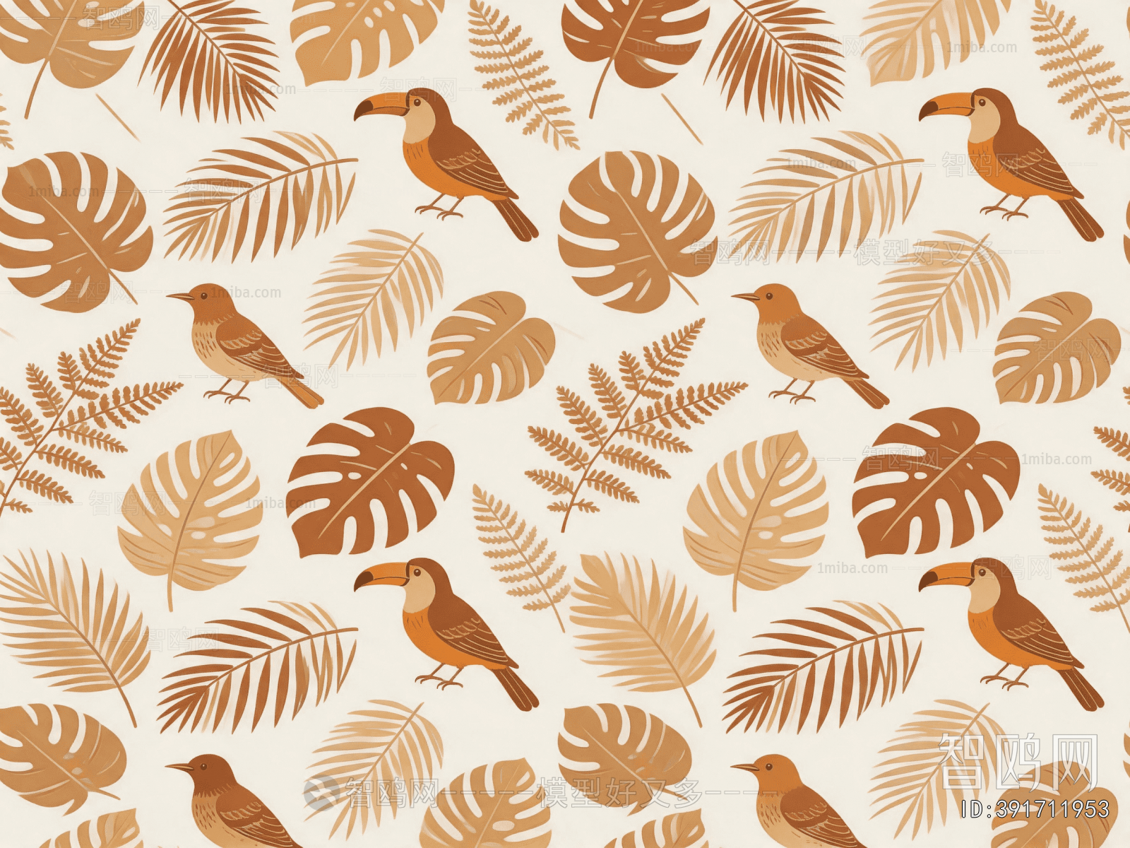 Animal And Plant Pattern Wallpaper