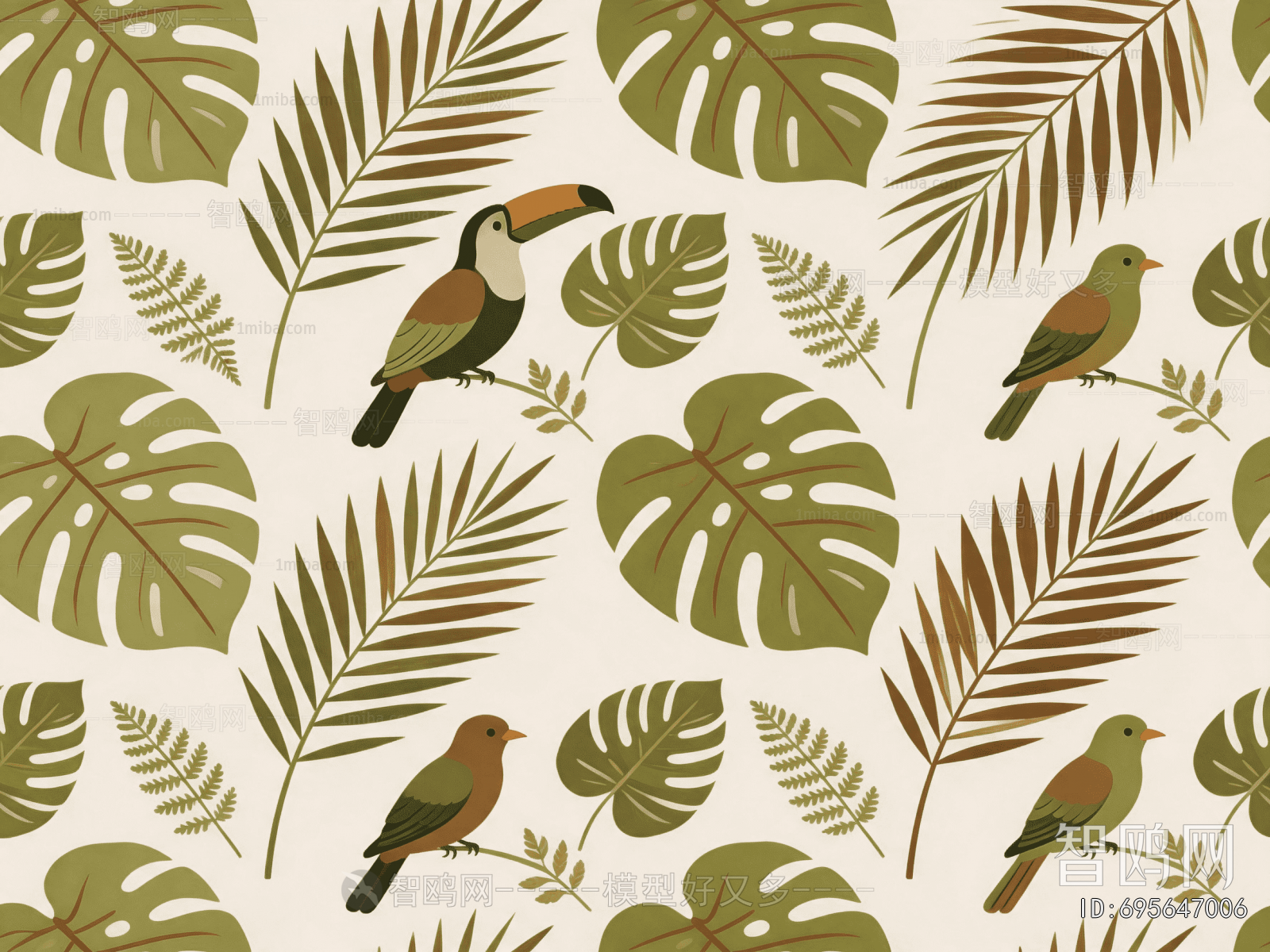 Animal And Plant Pattern Wallpaper