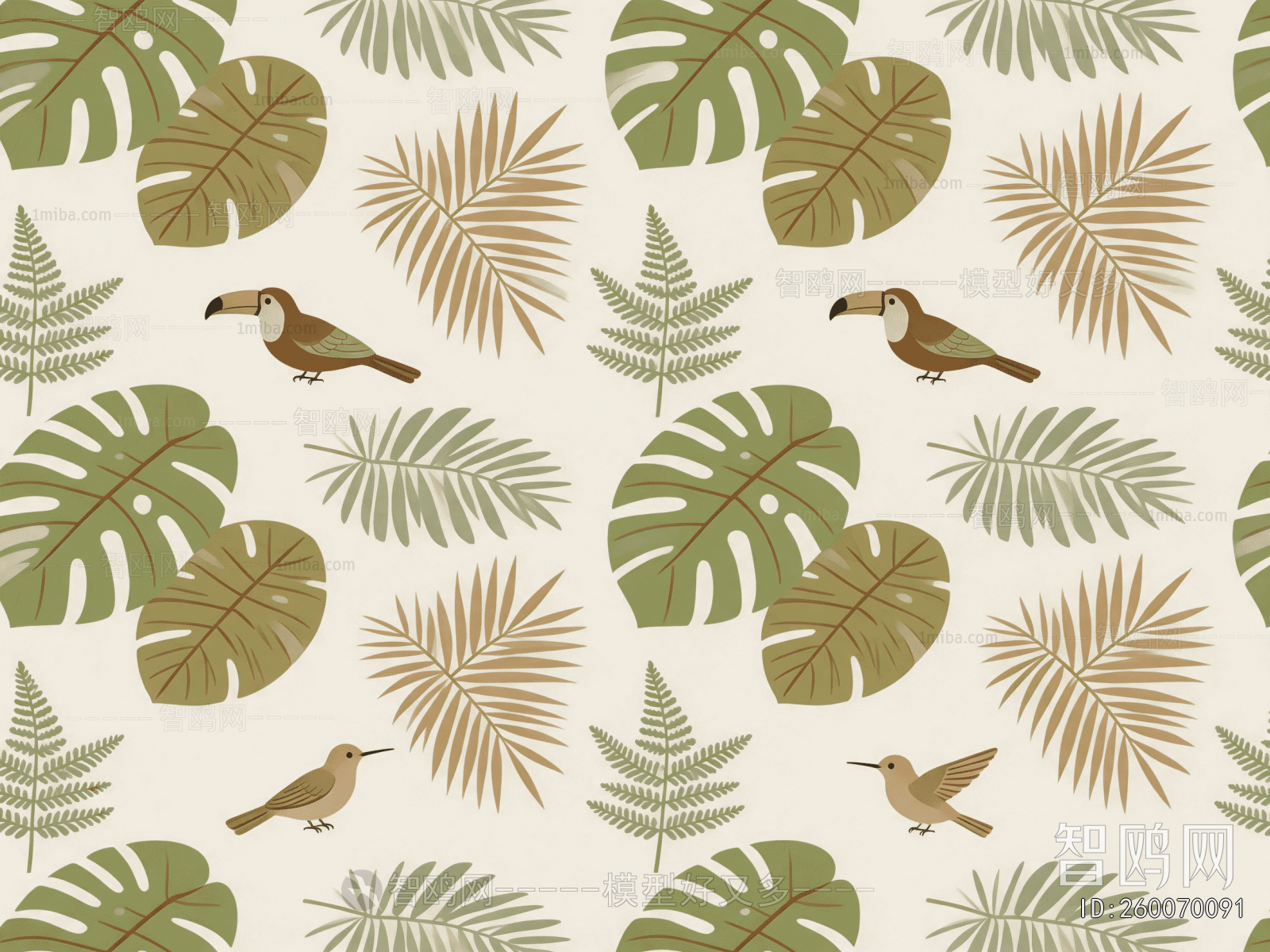 Animal And Plant Pattern Wallpaper