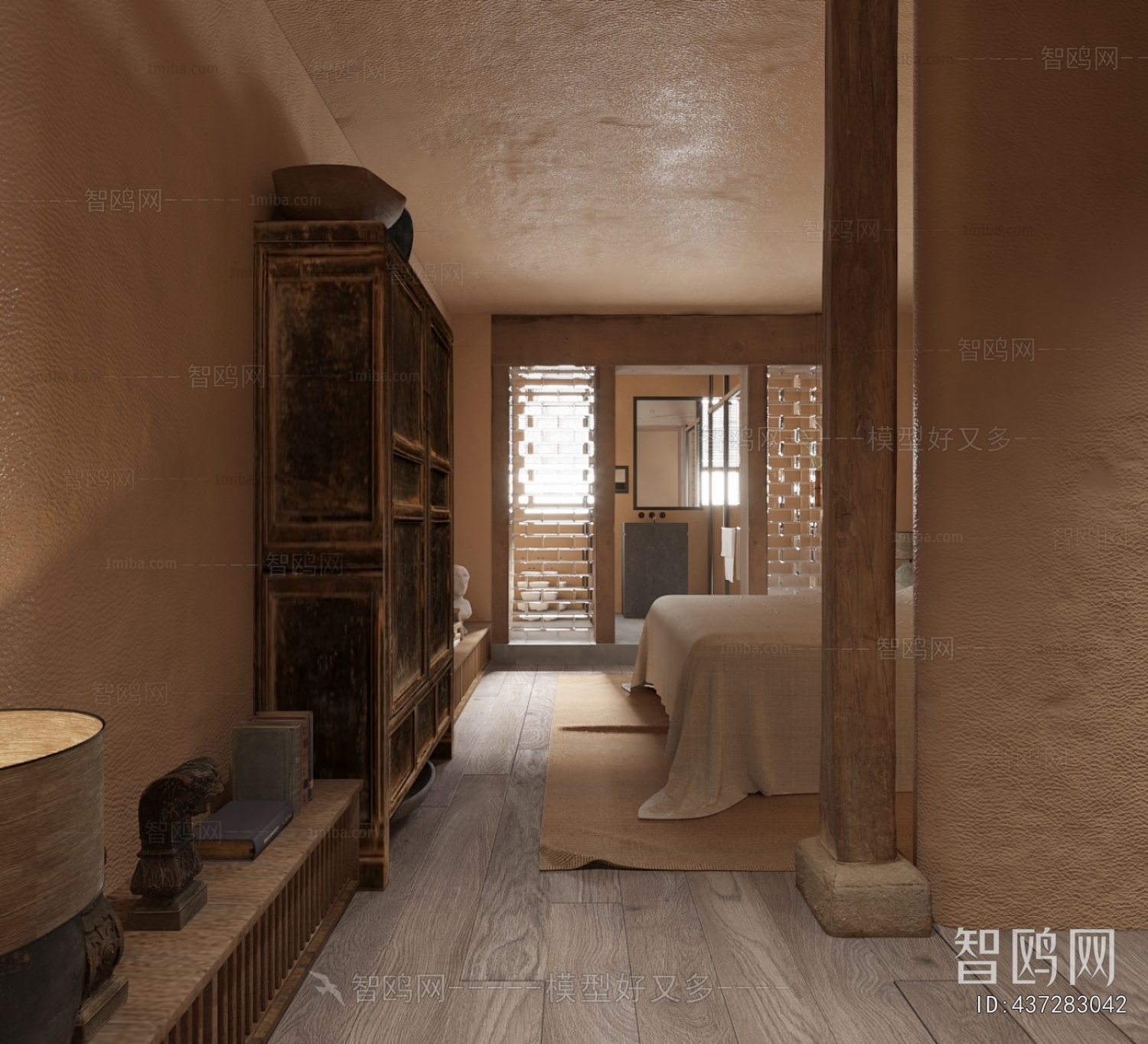 Wabi-sabi Style Guest Room