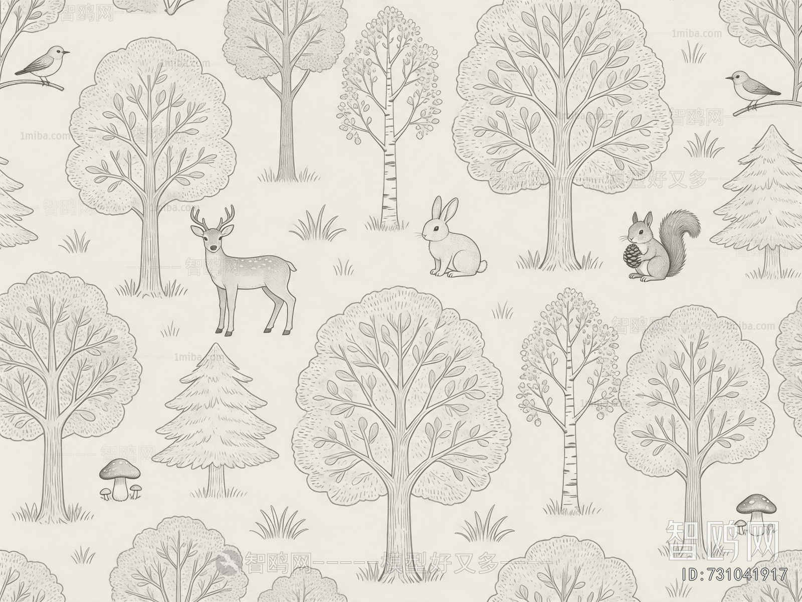 Animal And Plant Pattern Wallpaper