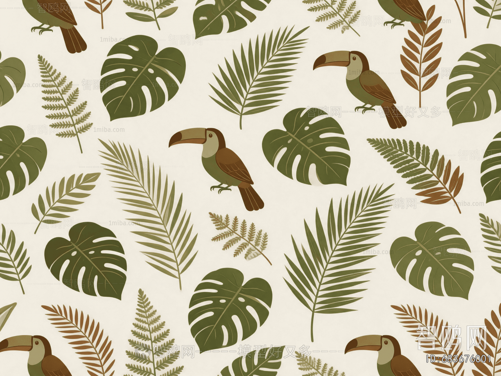 Animal And Plant Pattern Wallpaper