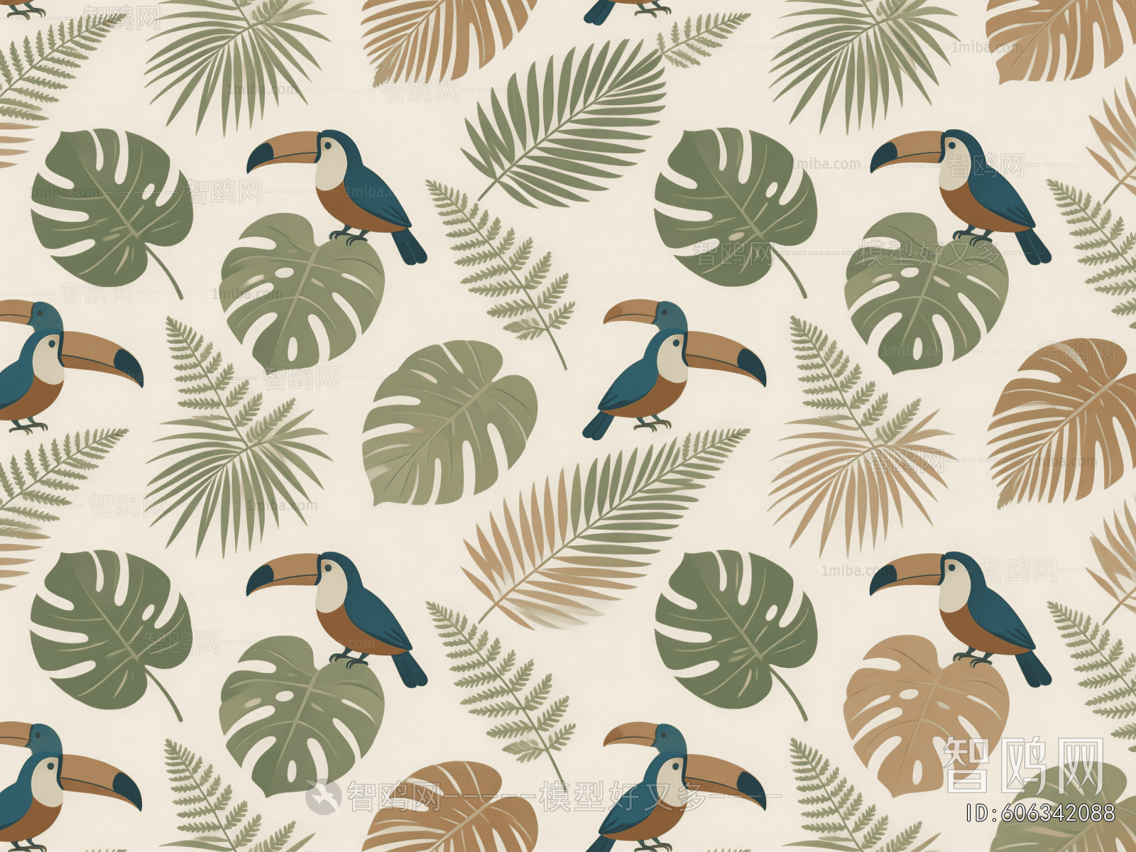 Animal And Plant Pattern Wallpaper