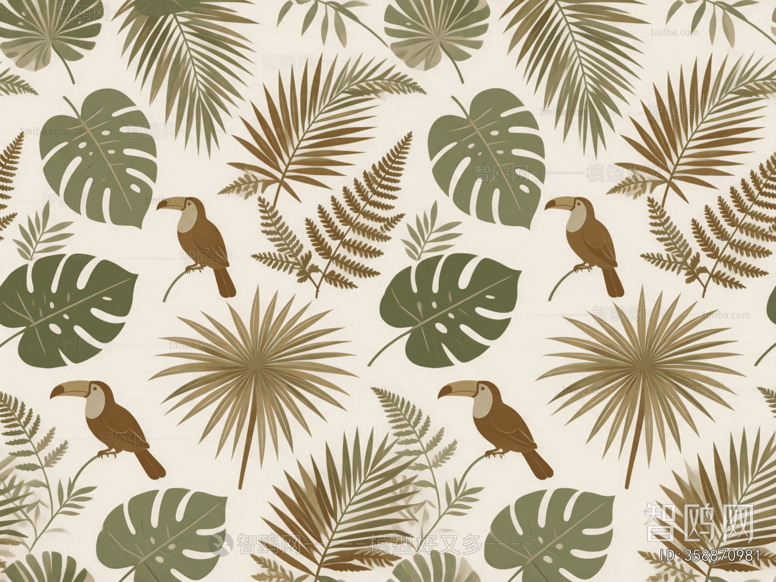Animal And Plant Pattern Wallpaper