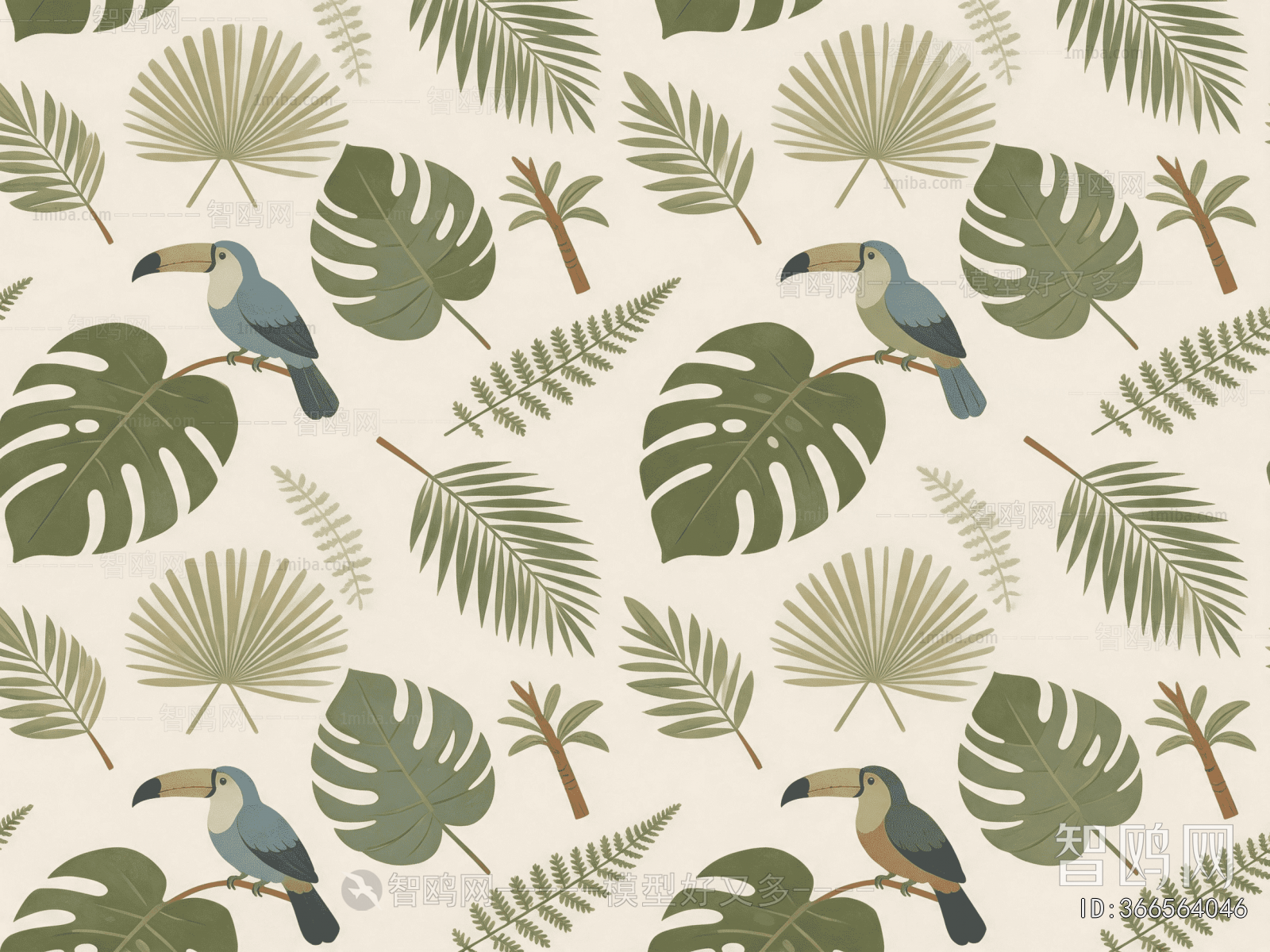 Animal And Plant Pattern Wallpaper