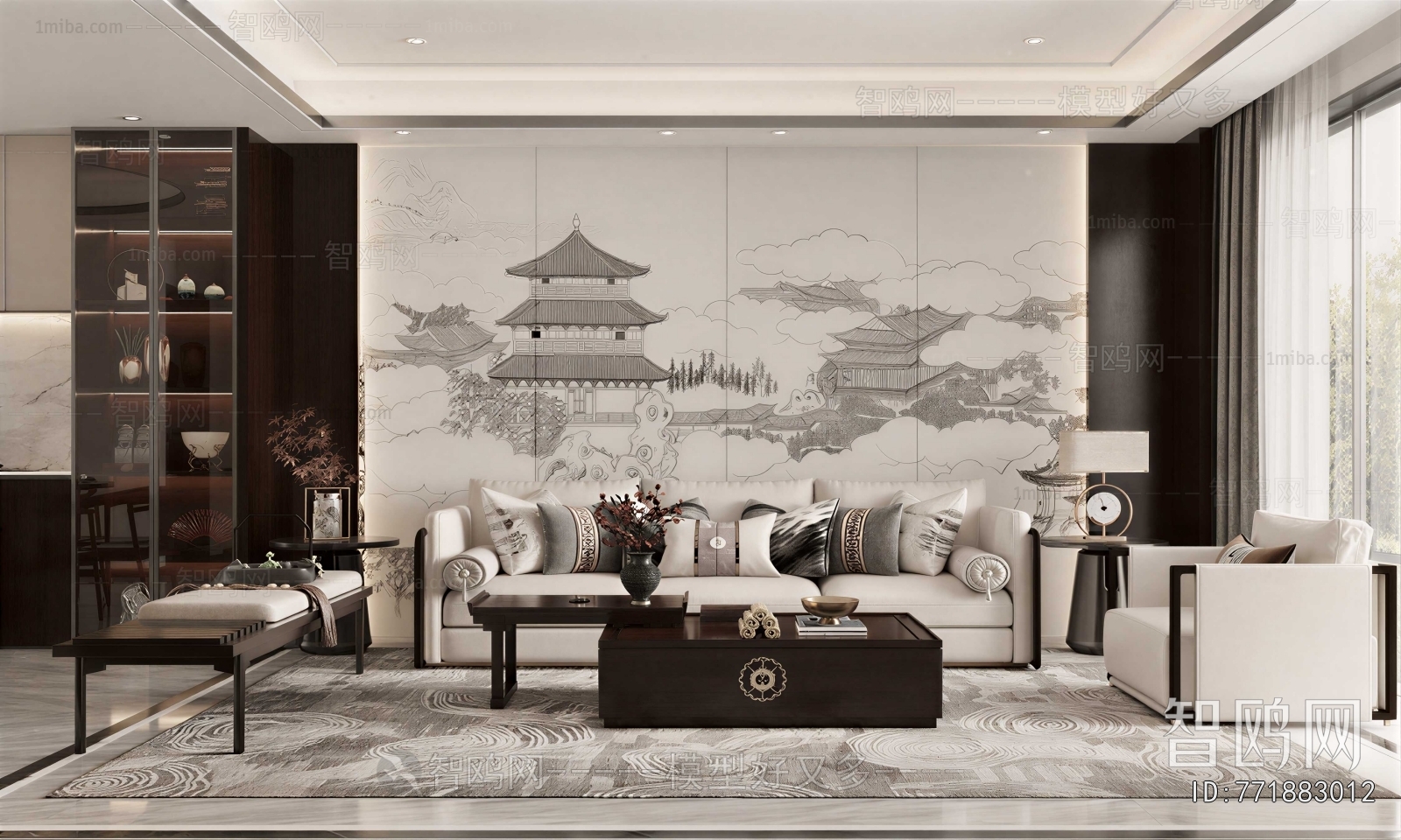 New Chinese Style A Living Room