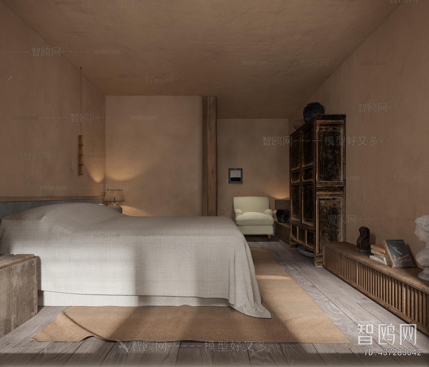 Wabi-sabi Style Guest Room