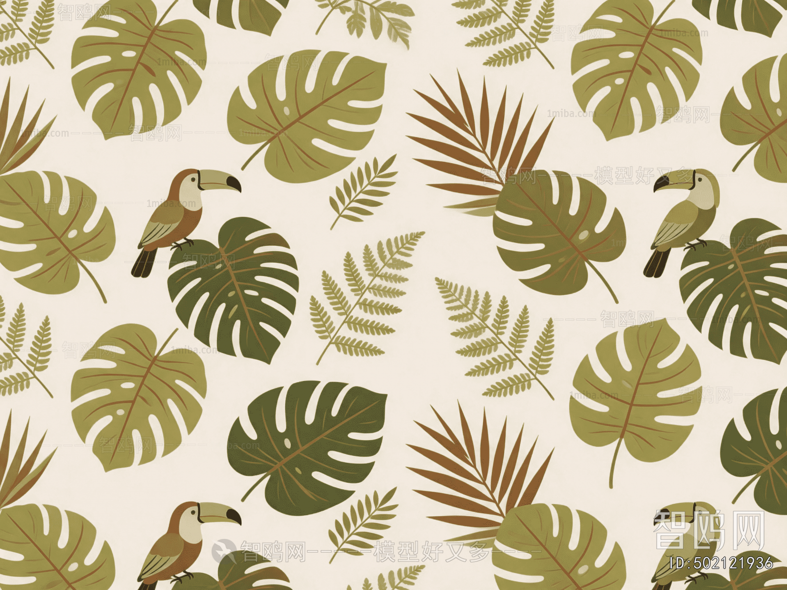 Animal And Plant Pattern Wallpaper
