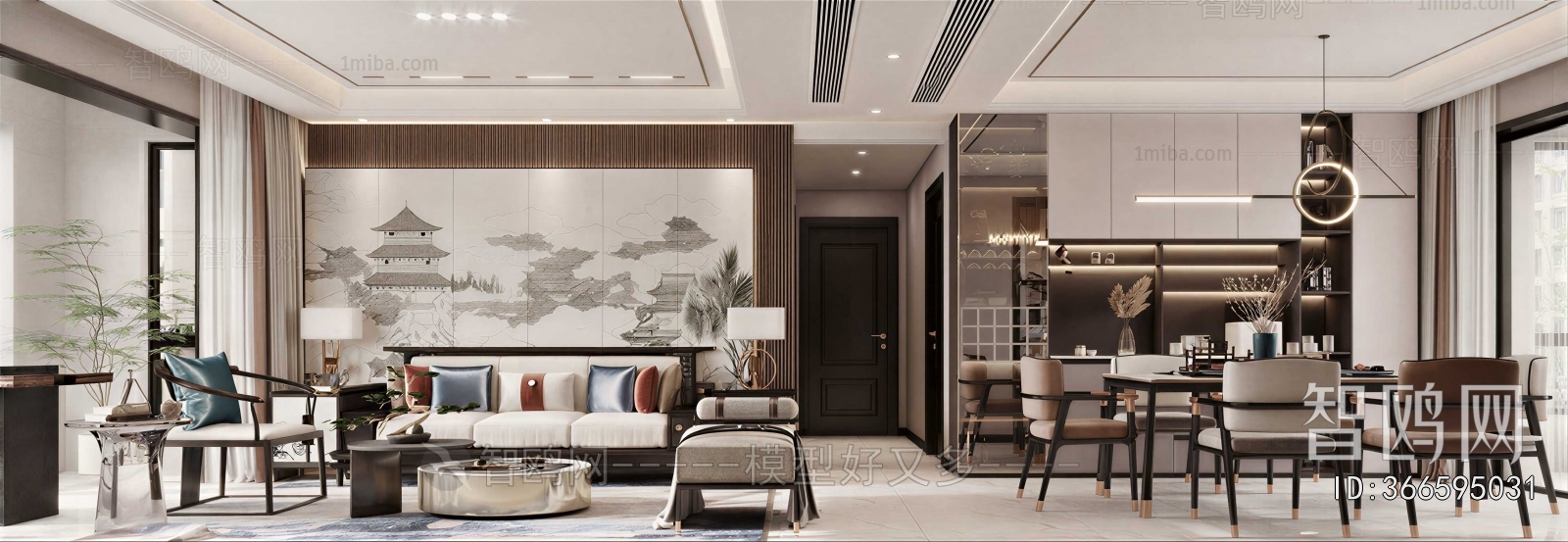 New Chinese Style A Living Room