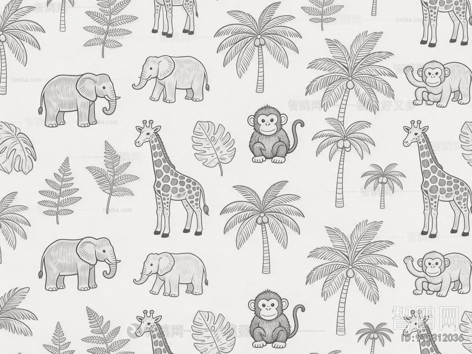 Animal And Plant Pattern Wallpaper
