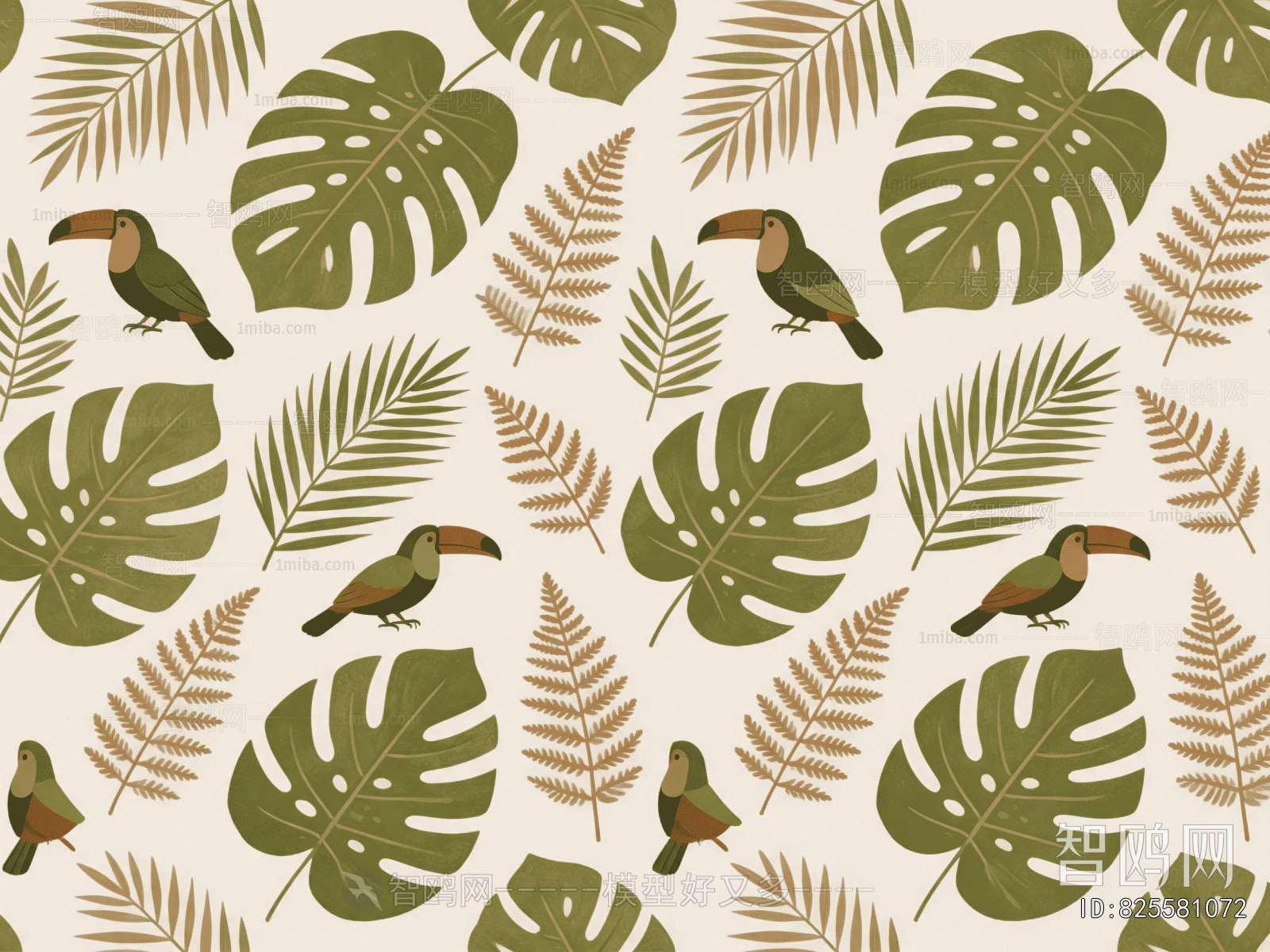 Animal And Plant Pattern Wallpaper