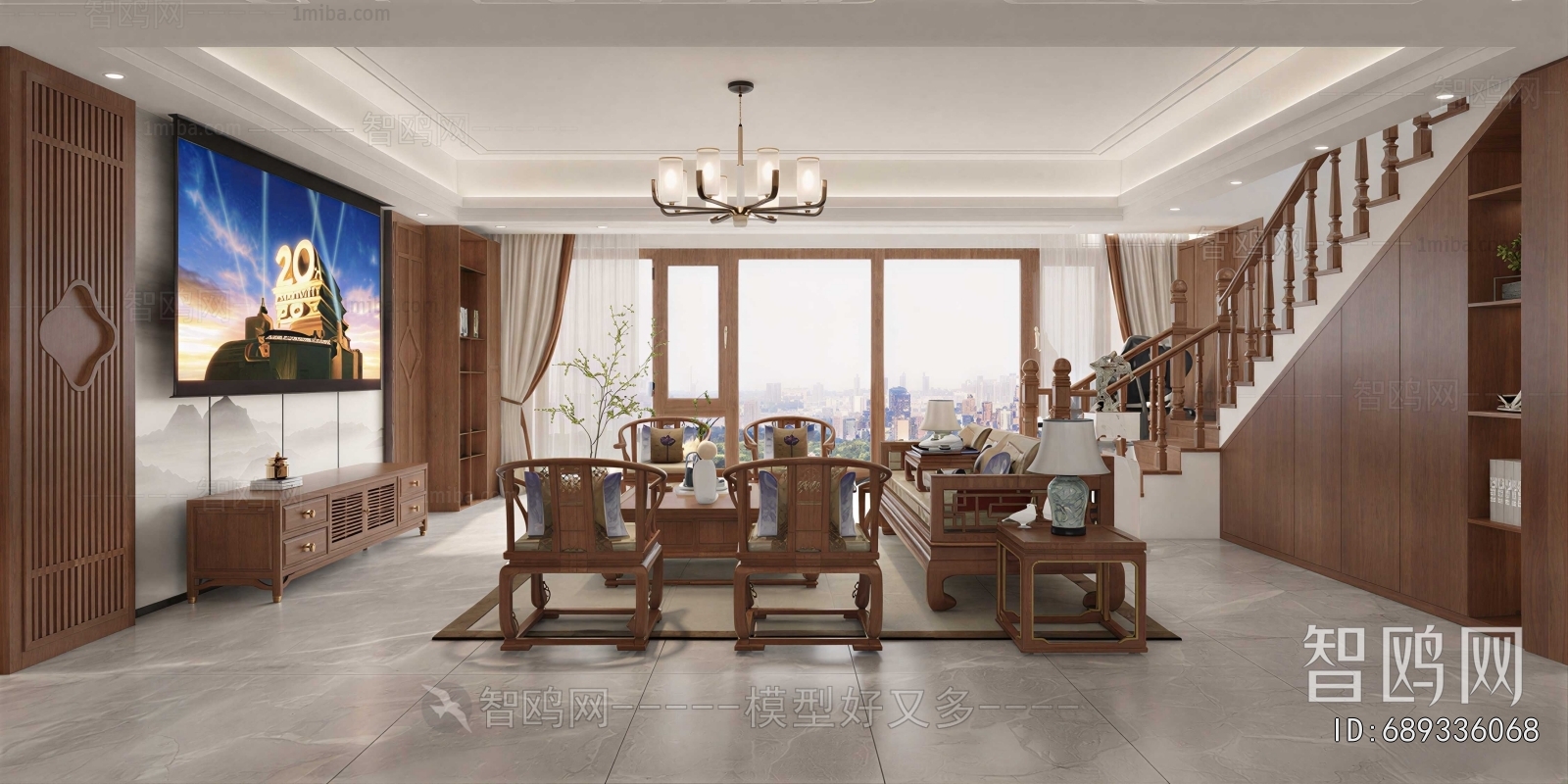 New Chinese Style A Living Room