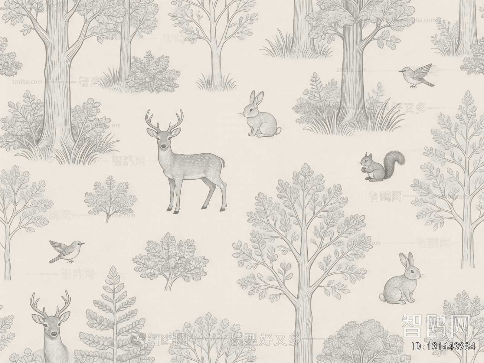 Animal And Plant Pattern Wallpaper