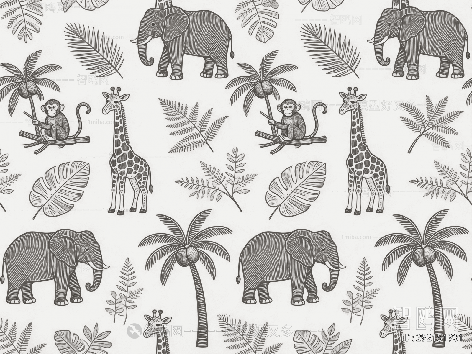 Animal And Plant Pattern Wallpaper