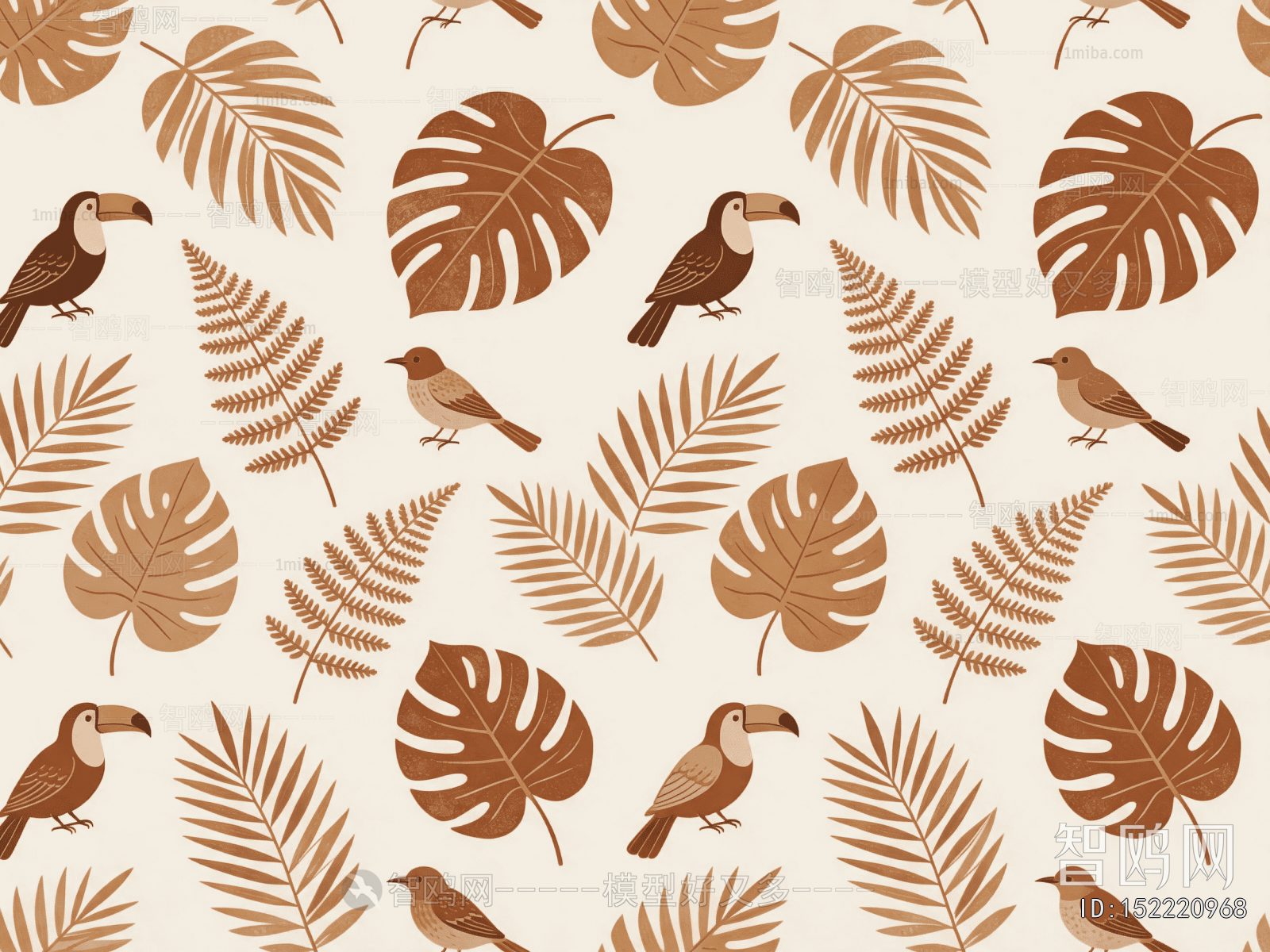 Animal And Plant Pattern Wallpaper