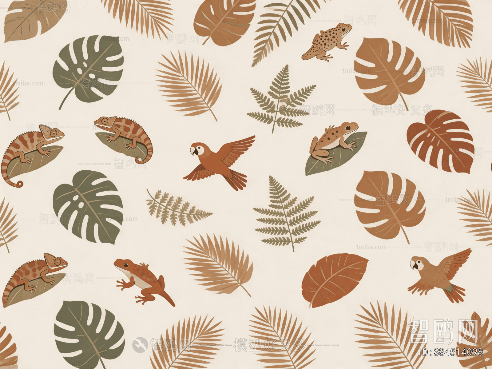 Animal And Plant Pattern Wallpaper