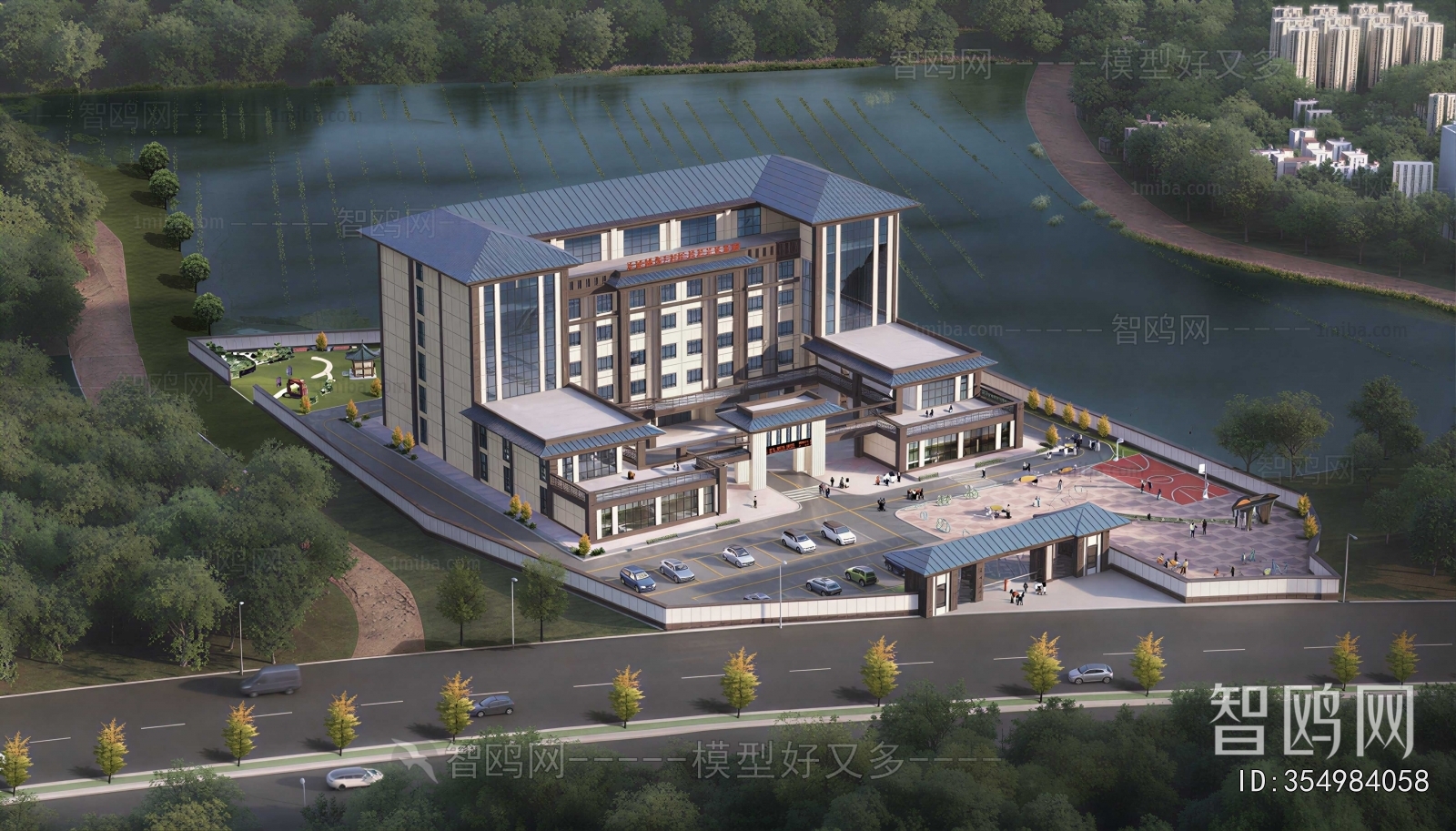 New Chinese Style Architectural Bird's-eye View Planning