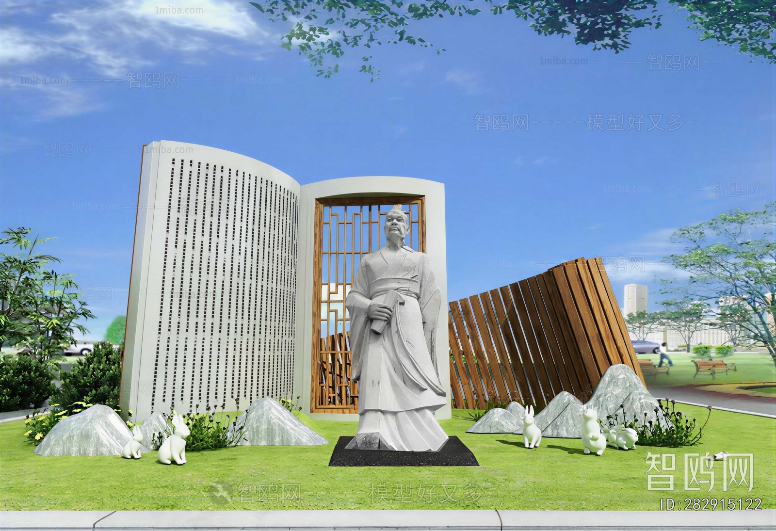 New Chinese Style Sculpture Sketch