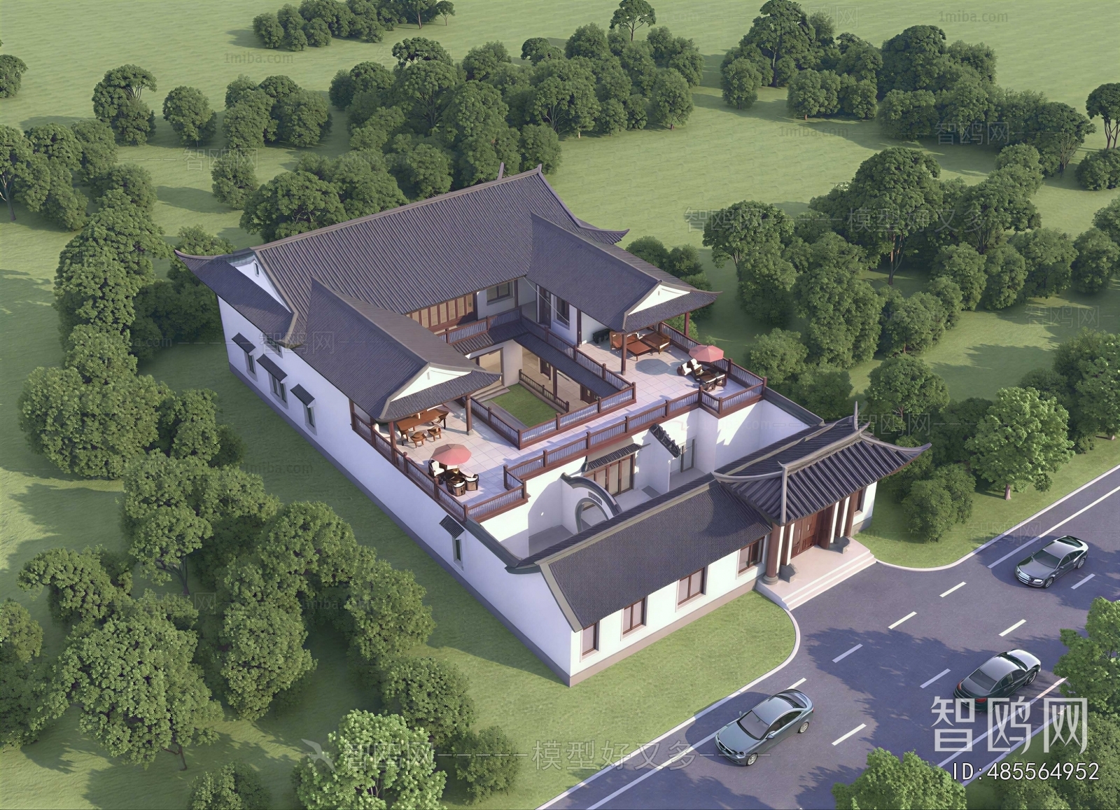 New Chinese Style Architectural Bird's-eye View Planning