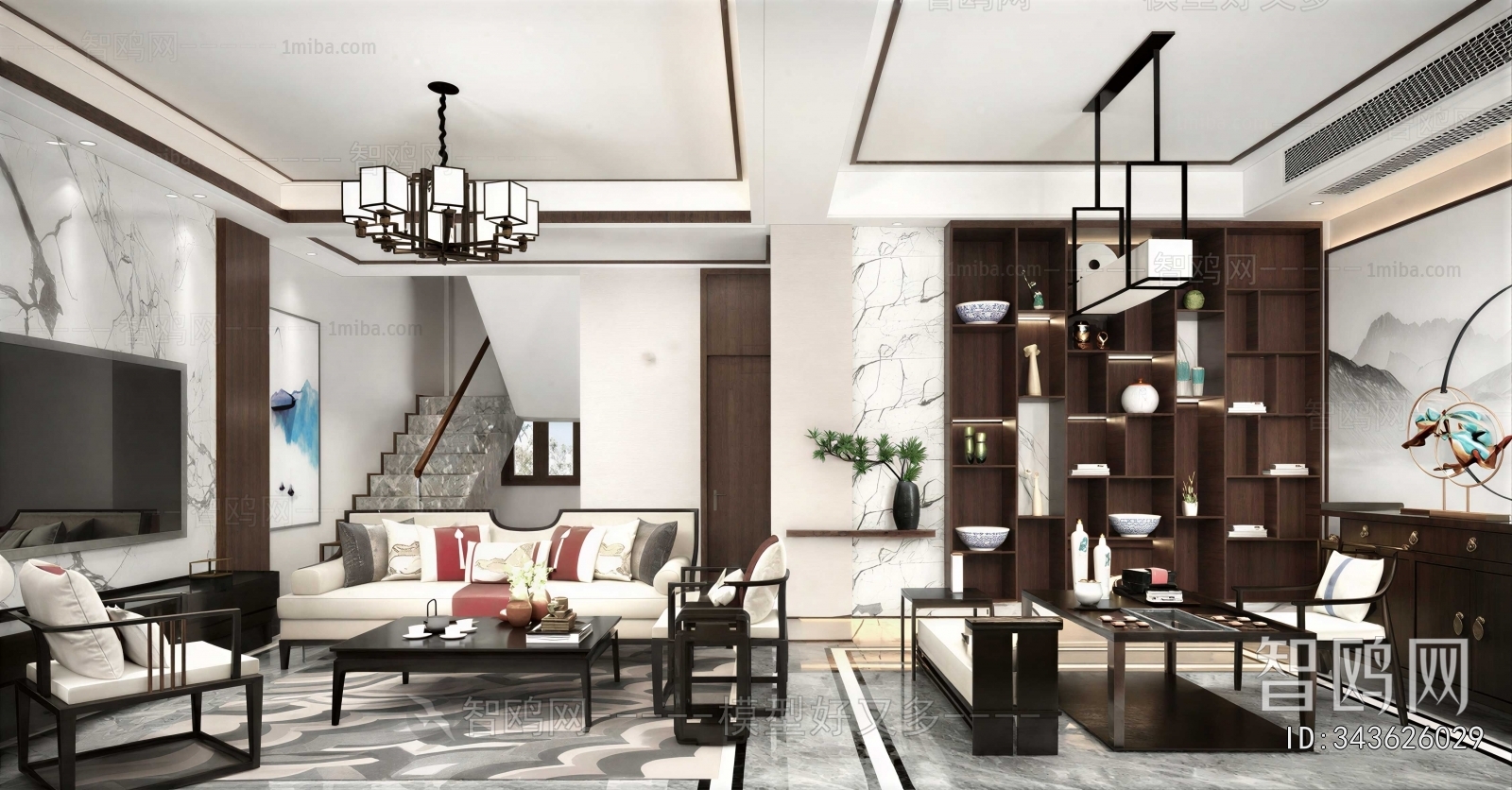 New Chinese Style A Living Room