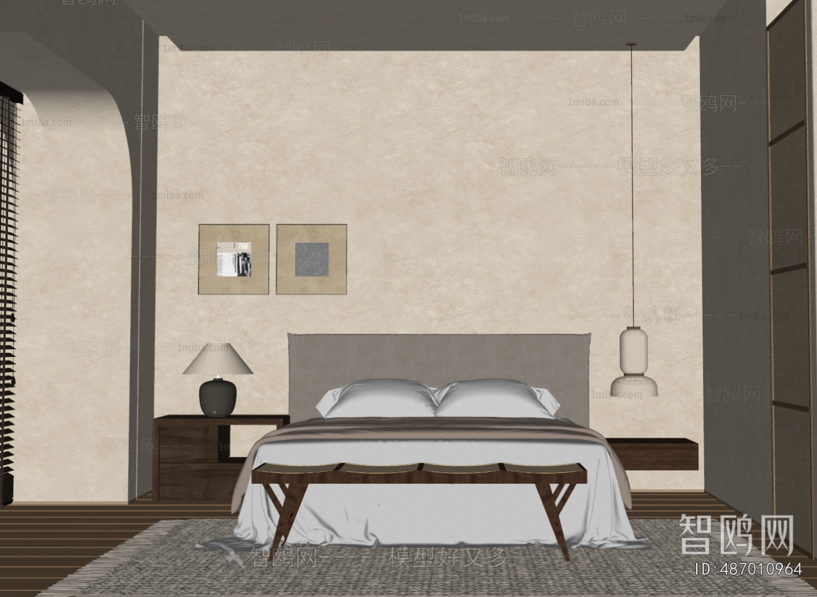 Wabi-sabi Style Double Bed