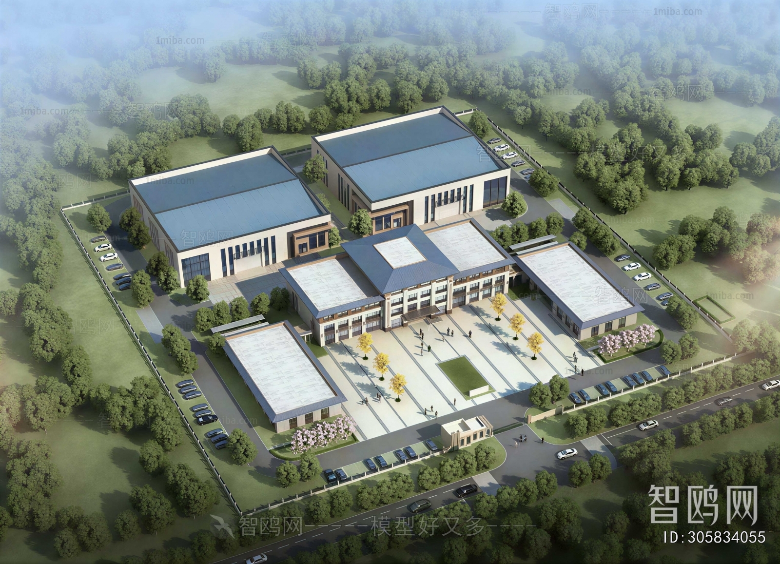 Modern Architectural Bird's-eye View Planning