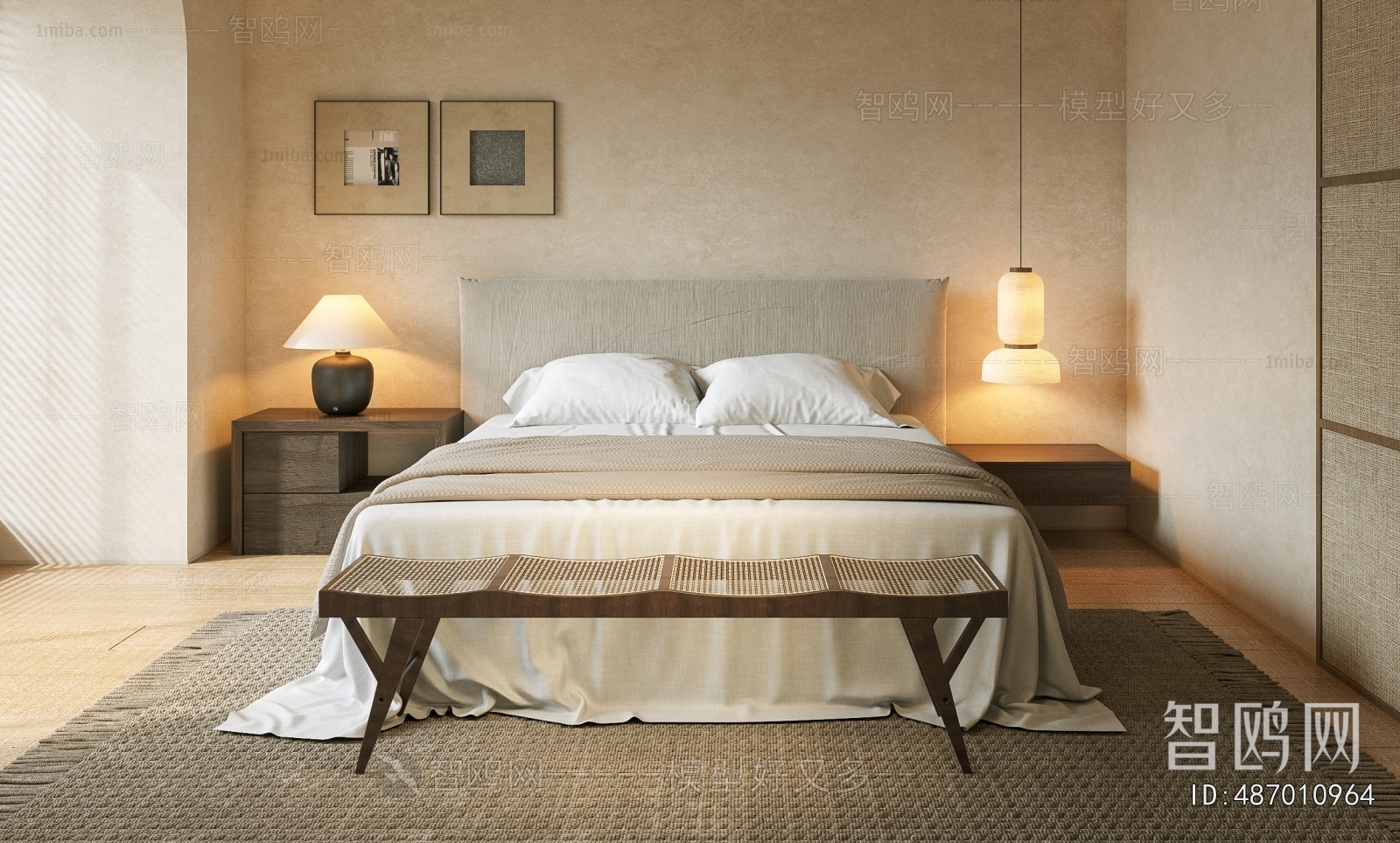 Wabi-sabi Style Double Bed