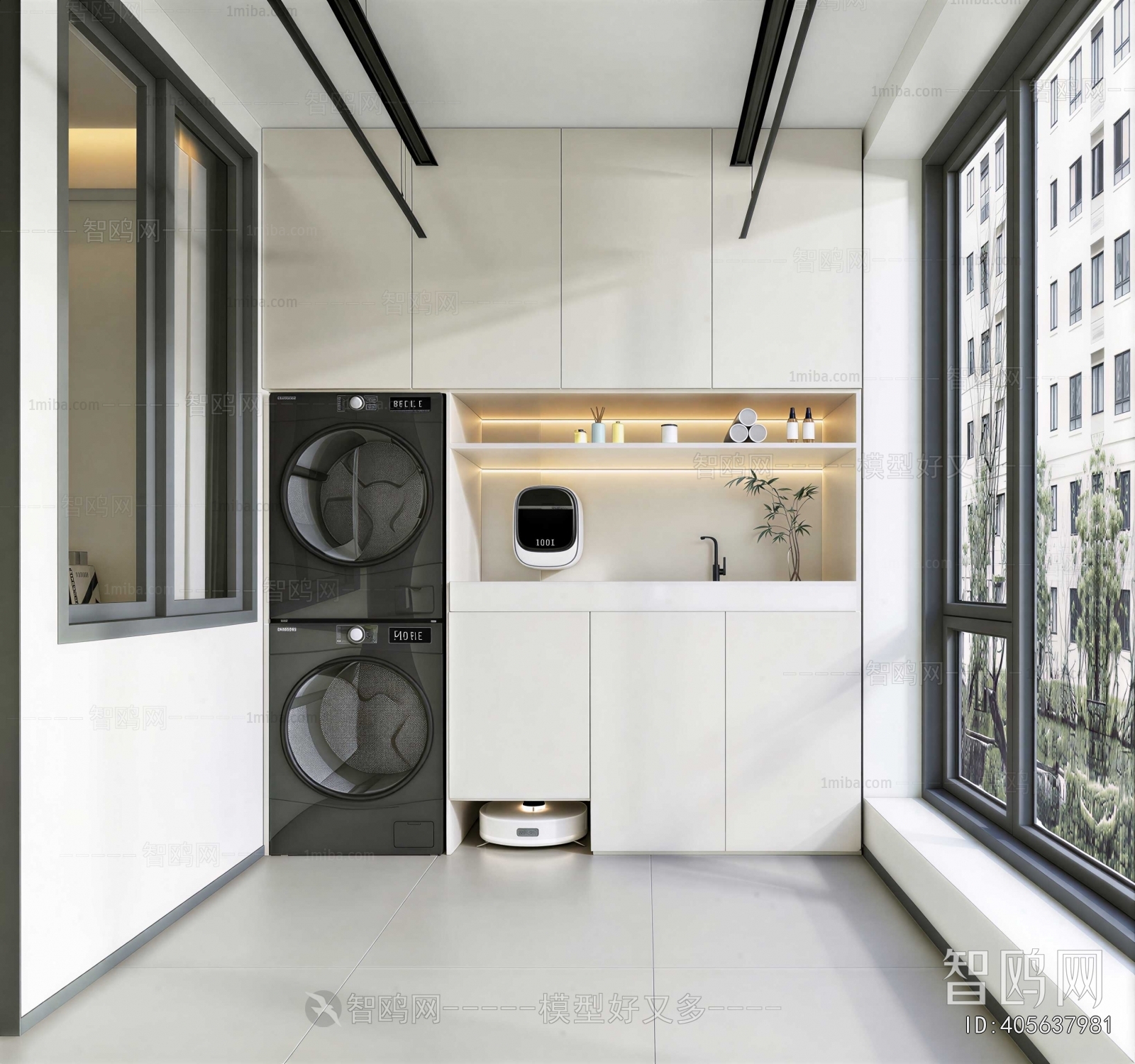 Modern Balcony Laundry Room
