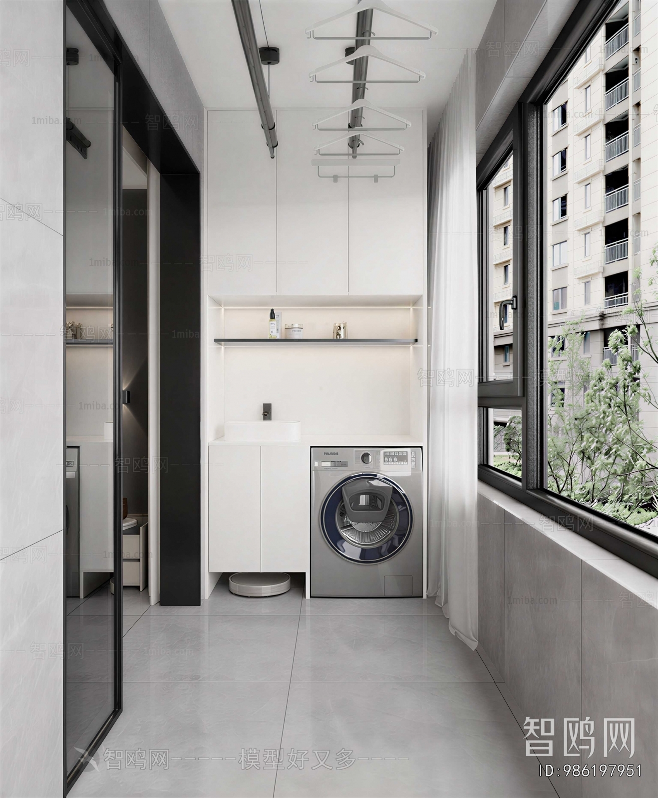 Modern Balcony Laundry Room