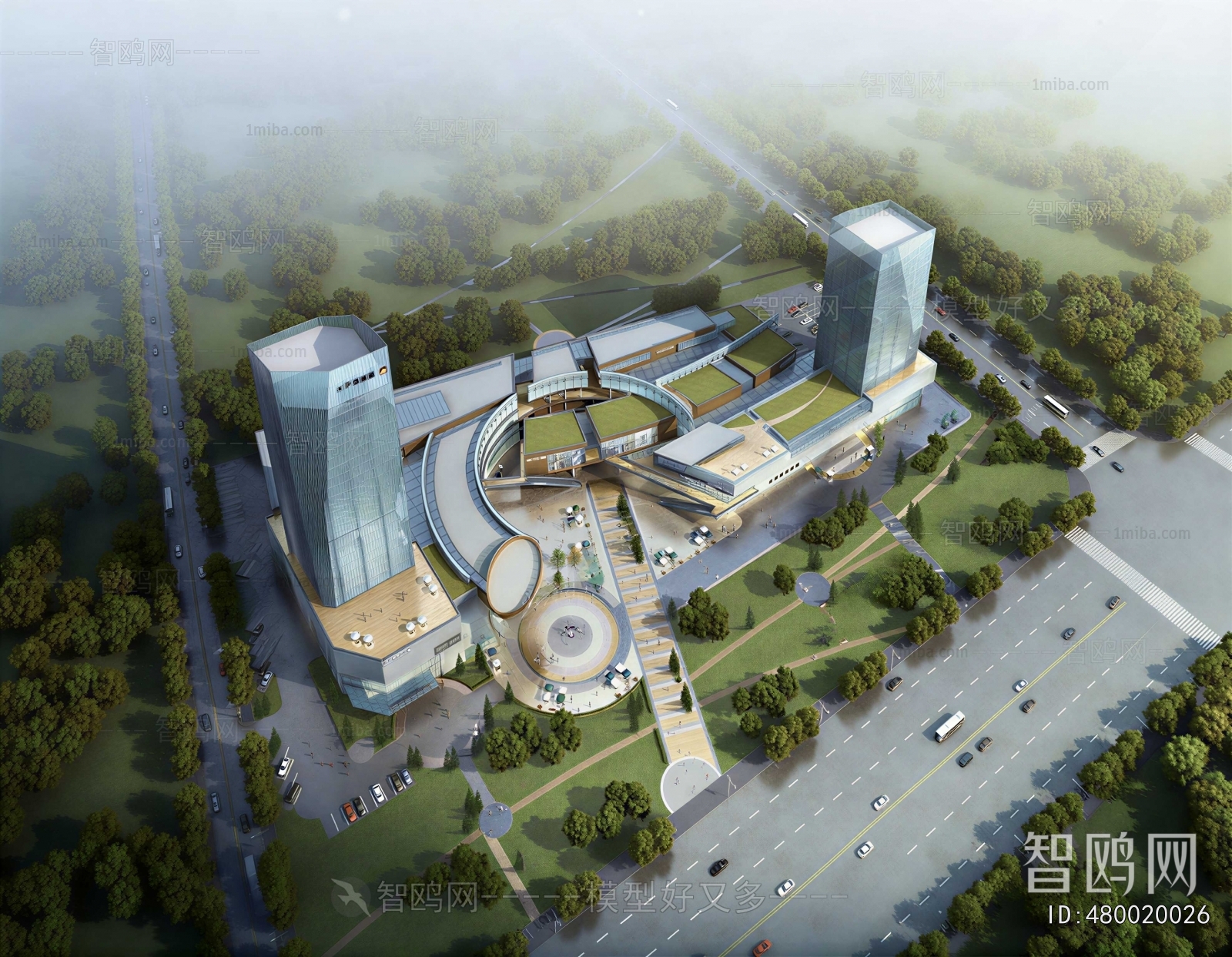 Modern Architectural Bird's-eye View Planning