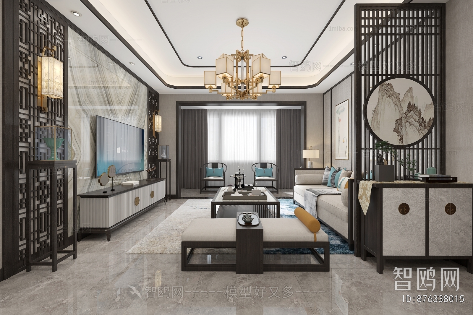 New Chinese Style A Living Room