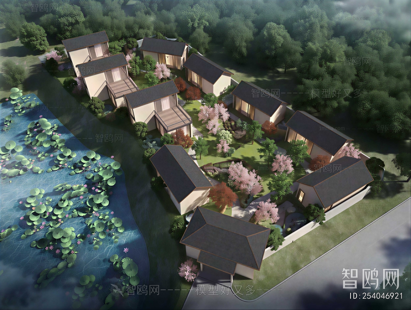 New Chinese Style Architectural Bird's-eye View Planning
